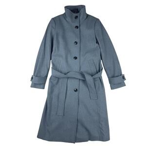 Part Two Copenhagen Lihanna Belted Wool Blend Overcoat Blue Size 36